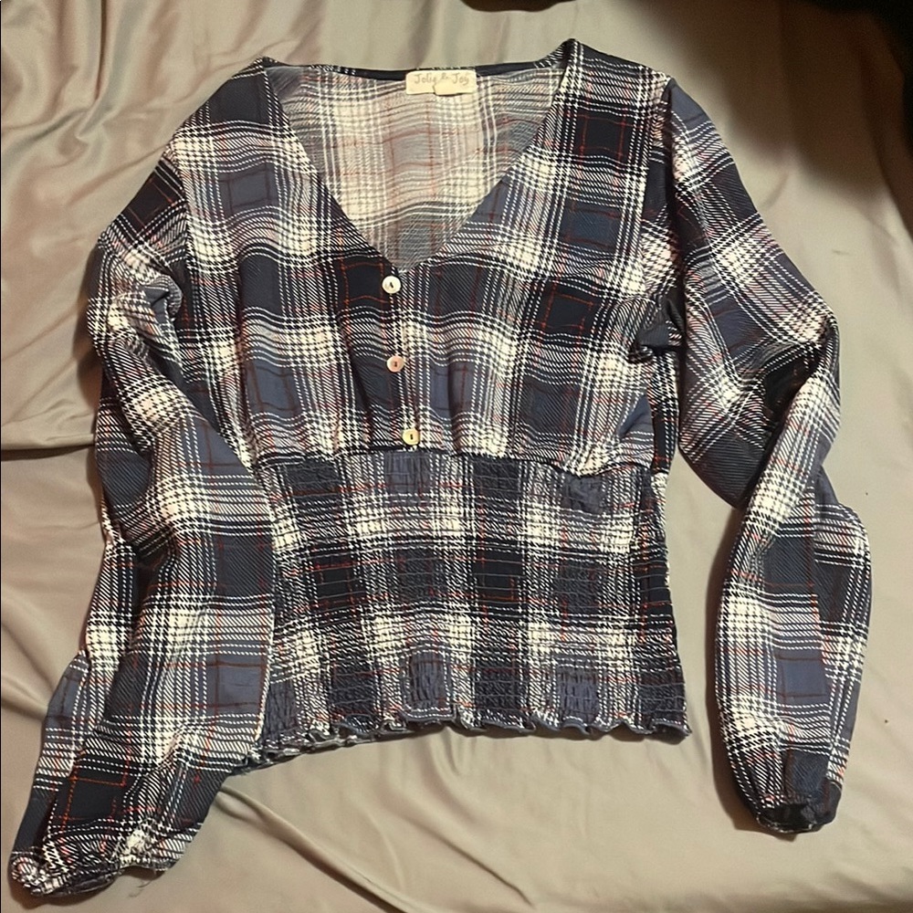 Charming Charlie Women's Plaid Top - Blue